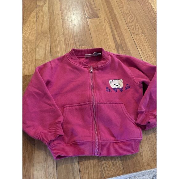 Vintage Girls Size 3T Pink Exchange Unlimited Zip‎ Sweatshirt Embroidered Bears - Picture 1 of 11